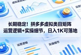 长期稳定！拼多多虚拟类目矩阵运营逻辑+实操细节，日入1K可落地【揭秘】