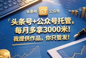 头条号+公众号托管，每月多拿3000米！我提供作品，你只管发！【揭秘】