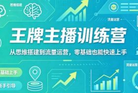 抖音王牌主播训练营，从思维搭建到流量运营，零基础也能快速上手