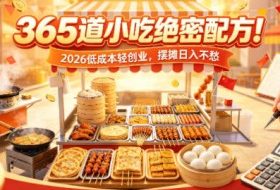 365道小吃绝密配方！2026低成本轻创业，摆摊日入不愁