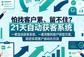 怕找客户累、留不住？21天自动获客系统，一套完整的客户获取方案，助您实现客户自动化引流【原创双语字幕】