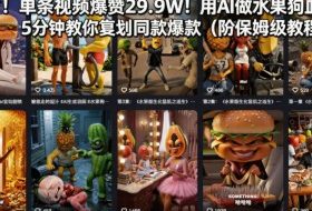 炸了！单条视频爆赞29.9W！用AI做水果狗血剧，5分钟教你复刻同款爆款（附保姆级教程）