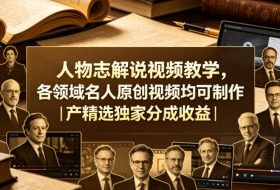 人物志解说视频教学，各领域名人原创视频均可制作丨精选独家分成收益