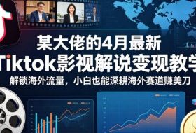 某大佬的4月最新Tiktok影视解说变现教学，解锁海外流量，小白也能深耕海外赛道賺美刀