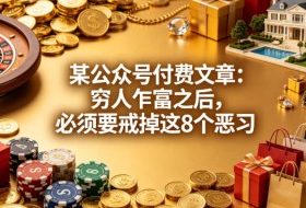 某公众号付费文章：穷人乍富之后，必须要戒掉这8个恶习