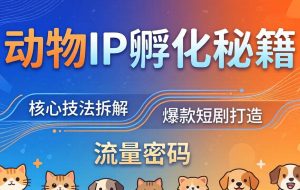 （18207期）动物IP孵化全套秘籍，三大核心技法拆解，打造爆款萌宠短剧，轻松拿捏赛道流量密码
