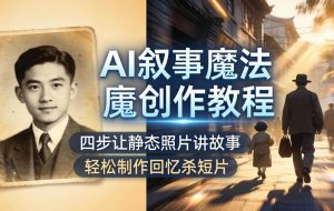 （18208期）AI叙事魔法创作教程，四步让静态照片讲故事，老照片修复加动态特效，轻松制作回忆杀短片