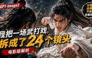 （18212期）用GPT-Image2，把一段武打对决拆成24个连续镜头，从人物建立、动作衔接、运镜节奏，到情绪爆发