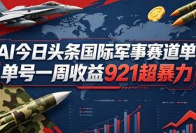 AI今日头条国际军事赛道，单号一周收益921，超暴力