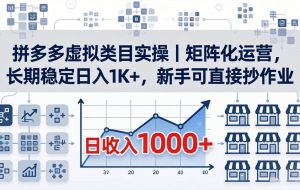 （18218期）拼多多虚拟类目实操｜矩阵化运营，长期稳定日入 1K+，新手可直接抄作业