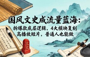 （18227期）国风文史成流量蓝海：拆爆款底层逻辑，4大模块复刻高播放短片，普通人也能做