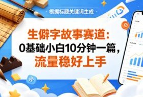 公众号流量主——生僻字故事赛道，流量稳，好上手，0基础小白也能10分钟一篇