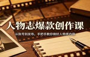 人物志爆款创作课：从账号到发布，手把手教你做好人物类内容