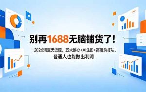 （18236期）别再1688无脑铺货了！2026淘宝无货源，五大核心+AI生图+高溢价打法，普通人也能做出利润