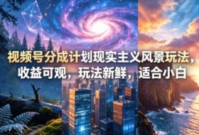 视频号分成计划现实主义风景玩法，收益可观，玩法新鲜，适合小白