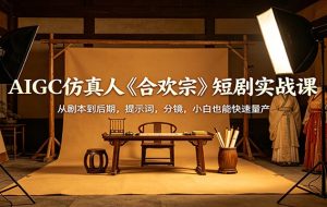 AIGC仿真人《合欢宗》短剧实战课：从剧本到后期，提示词，分镜，小白也能快速量产