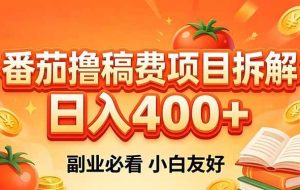 （18255期）番茄撸稿费项目拆解，日入400+，2026王牌项目！副业必看，0 门槛躺赚，小白副业首选！