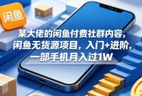 某大佬的闲鱼付费社群内容，闲鱼无货源项目，入门+进阶，一部手机月入过1W