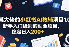 某大佬的小红书AI教辅项目1.0，新手入门级别的副业项目，稳定日入200+