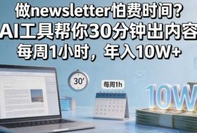 做newsletter怕费时间？AI工具帮你30分钟出内容，每周1小时，年入10W+！【原创双语字幕】