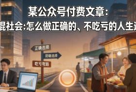 某公众号付费文章：教你混社会：怎么做正确的、不吃亏的人生选择？