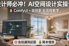 设计师必冲！AI空间设计实操课，ComfyUI+自创家全教学，告别通宵赶图，降本增效