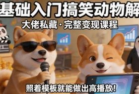 零基础入门搞笑动物解说，大佬私藏完整变现课程，照着模板就能做出高播放