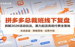 拼多多总裁班线下复盘：拆解2026活动玩法，暴力起店高低付费全落地