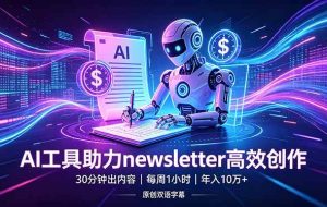 （18279期）做newsletter怕费时间？AI工具帮你30分钟出内容，每周1小时，年入10万+【原创双语字幕】