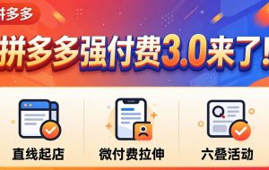 （18284期）拼多多强付费3.0来了（更新4月）直线起店+微付费拉伸+六叠活动，稳定起店破解流量瓶颈