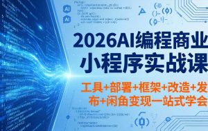 （18293期）2026AI编程商业小程序实战课，工具+部署+框架+改造+发布+闲鱼变现一站式学会