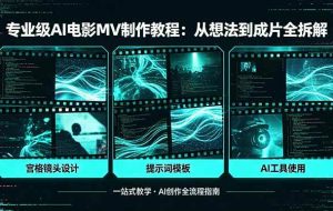 （18295期）专业级AI电影MV制作教程，从想法到成片全拆解，宫格镜头+提示词模板+AI工具一站式教学