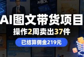 AI图文带货项目，操作2周卖出37件，已结算佣金219