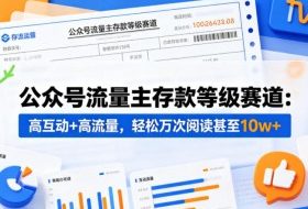 公众号流量主之存款等级赛道，高互动+高流量，轻松达到万次阅读，甚至10w+