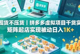 不囤货不压货｜拼多多虚拟项目干货实操，矩阵起店实现被动日入1K+【揭秘】