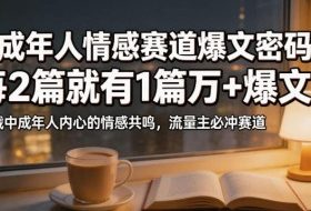 公众号流量主成年人情感心理赛道，流量最大，受众最广的主流赛道之一，平均每2篇就有1篇万爆文章