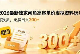 2026最新独家闲鱼高客单价虚拟资料玩法，一天卖三四十单，无脑操作日入3张+