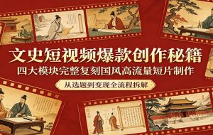 文史短视频爆款创作秘籍：四大模块完整复刻国风高流量短片制作