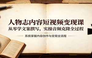 人物志内容短视频变现课：从零学文案撰写，实操音频克隆全过程