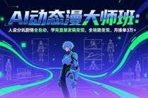 AI动态漫剧大师班：人设分镜剧情全自动，学完直接发稿变现，全链路变现，月接单3万+