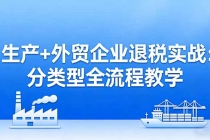 生产+外贸企业退税实战：分类型全流程教学，生产企业留抵退税最大化+外贸企业退税系统申报