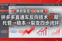 拼多多直通车反向技术56期：托管→稳本→裂变四步闭环，单款裂变100链接抢占核心流量