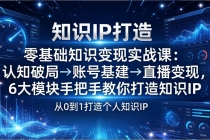 零基础知识IP变现实战课：认知破局→账号基建→直播变现，6大模块手把手教你打造知识IP