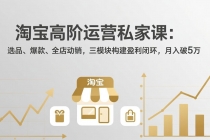 淘宝高阶运营私家课（更新26年4月18）：选品、爆款、全店动销，三模块构建盈利闭环，月入破5万
