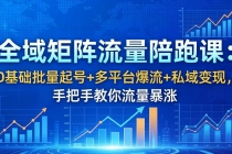 全域矩阵流量陪跑课：0基础批量起号+多平台爆流+私域变现，手把手教你流量暴涨