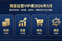 淘宝运营VIP课2026年5月：解决没利润、没流量、没转化、没爆发四大核心难题