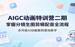 AIGC动画特训营二期：掌握分镜生图剪辑配音全流程，多风格AI动画案例落地教学