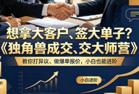 想拿大客户、签大单子？《独角兽成交大师营》教你扛异议、做爆单报价，小白也能进阶【原创双语字幕】