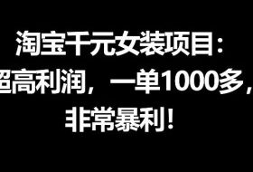 淘宝千元女装项目：超高利润，一单1000多，非常暴利