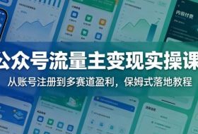 公众号流量主变现实操课：从账号注册到多赛道盈利，保姆式落地教程